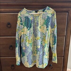 Talbots Yellow and Blue Floral Blouse